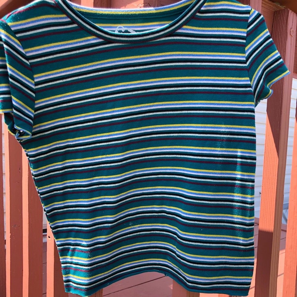 green shirt with stripped colors size small